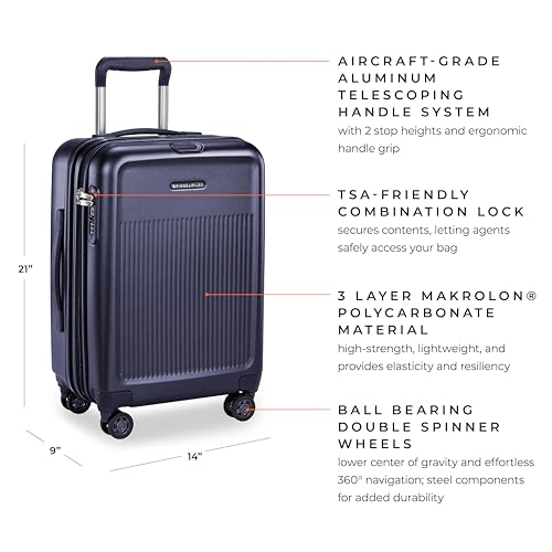 Briggs & Riley Sympatico Hardside International Spinner Luggage, Matte Navy, 21-Inch Carry-On