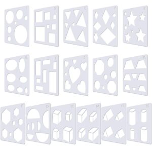 16 pieces kids drawing stencils basic shape stencils plastic drawing stencil template geometry shape stencils reusable diy painting stencils for kids girls boys gifts home classroom crafts