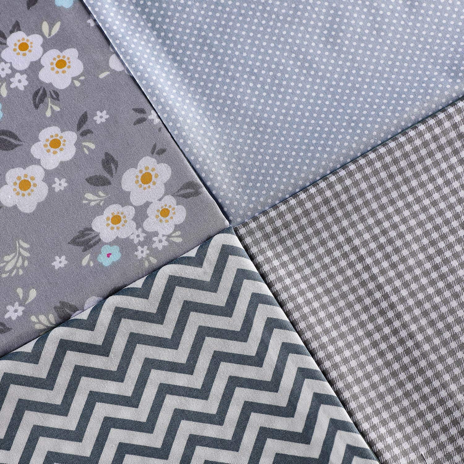 12 Pieces Quilting Fabric Grey Fat Quarters Floral Craft Fabric Bundle Patchwork Pre-Cut Sewing Square Sheets, 20 x 16 Inch/ 50 x 40 cm