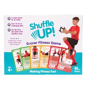 shuffle up soccer card games - 70+ fun & active skills cards for kids, fitness cards develop fundamentals, stamina & strength, easy to play for kids | multiple skills level cards include 2 dices