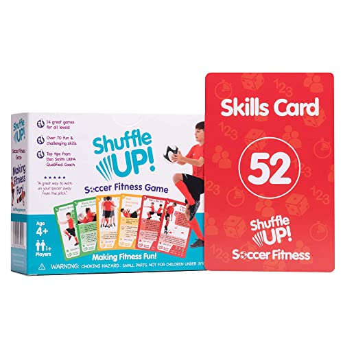 Shuffle Up Soccer Card Games - 70+ Fun & Active Skills Cards for Kids, Fitness Cards Develop Fundamentals, Stamina & Strength, Easy to Play for Kids | Multiple Skills Level Cards Include 2 Dices