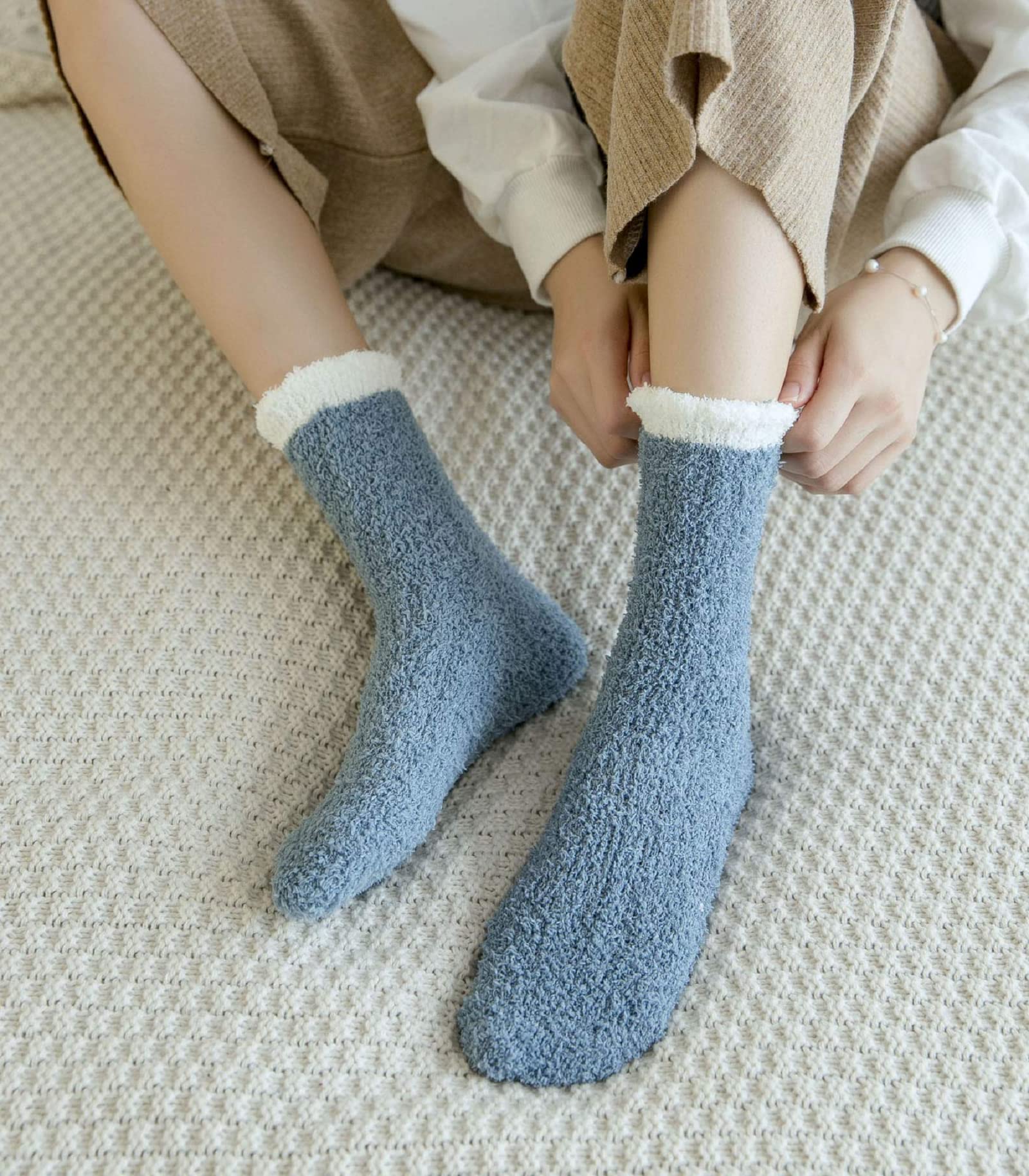 TEHOOK Fuzzy Socks for Women, Warm Soft Fluffy Socks Thick Cozy Plush Sock Winter Socks for Women 6 Pairs