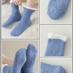 TEHOOK Fuzzy Socks for Women, Warm Soft Fluffy Socks Thick Cozy Plush Sock Winter Socks for Women 6 Pairs