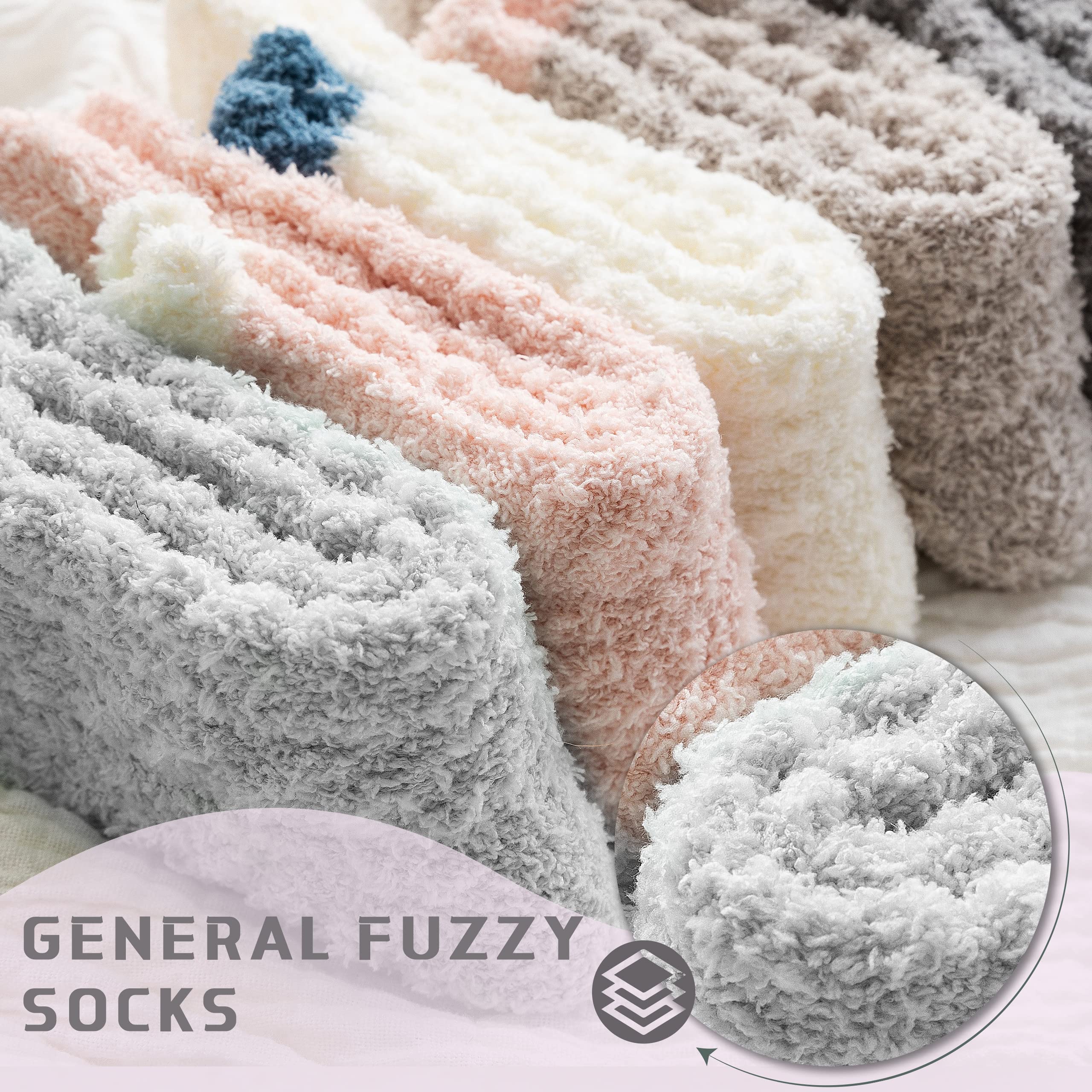 TEHOOK Fuzzy Socks for Women, Warm Soft Fluffy Socks Thick Cozy Plush Sock Winter Socks for Women 6 Pairs