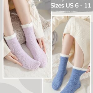 TEHOOK Fuzzy Socks for Women, Warm Soft Fluffy Socks Thick Cozy Plush Sock Winter Socks for Women 6 Pairs