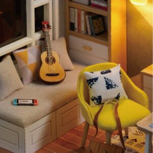 Flever Dollhouse Miniature DIY House Kit Creative Room with Furniture for Romantic Artwork Gift (Sunny Study)