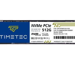 Timetec 512GB SSD NVMe PCIe Gen3x4 8Gb/s M.2 2280 3D NAND High Performance SLC Cache Read/Write Speed Up to 2,000/1,600 MB/s Internal Solid State Drive for PC Laptop and Desktop