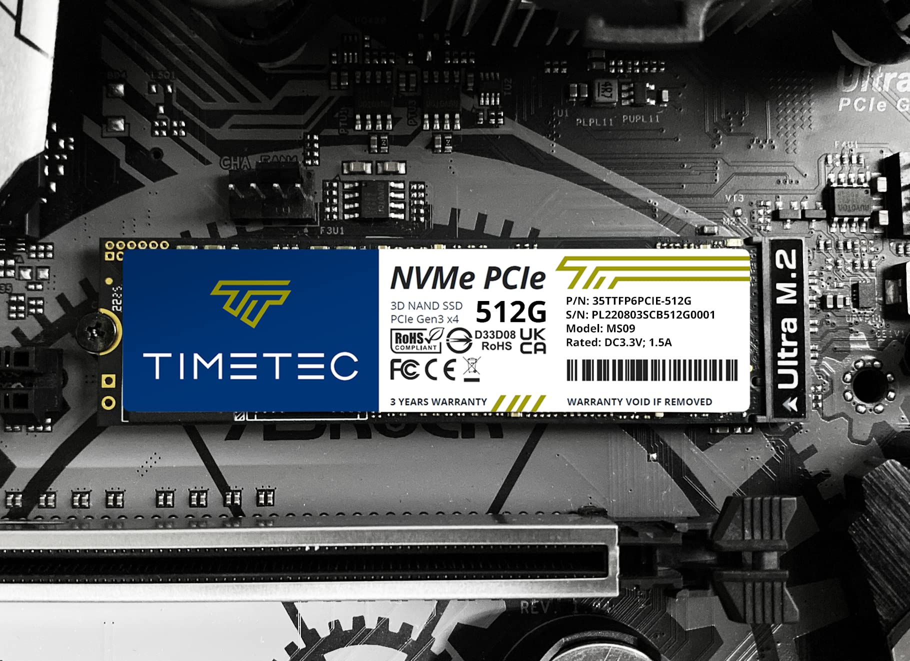 Timetec 512GB SSD NVMe PCIe Gen3x4 8Gb/s M.2 2280 3D NAND High Performance SLC Cache Read/Write Speed Up to 2,000/1,600 MB/s Internal Solid State Drive for PC Laptop and Desktop