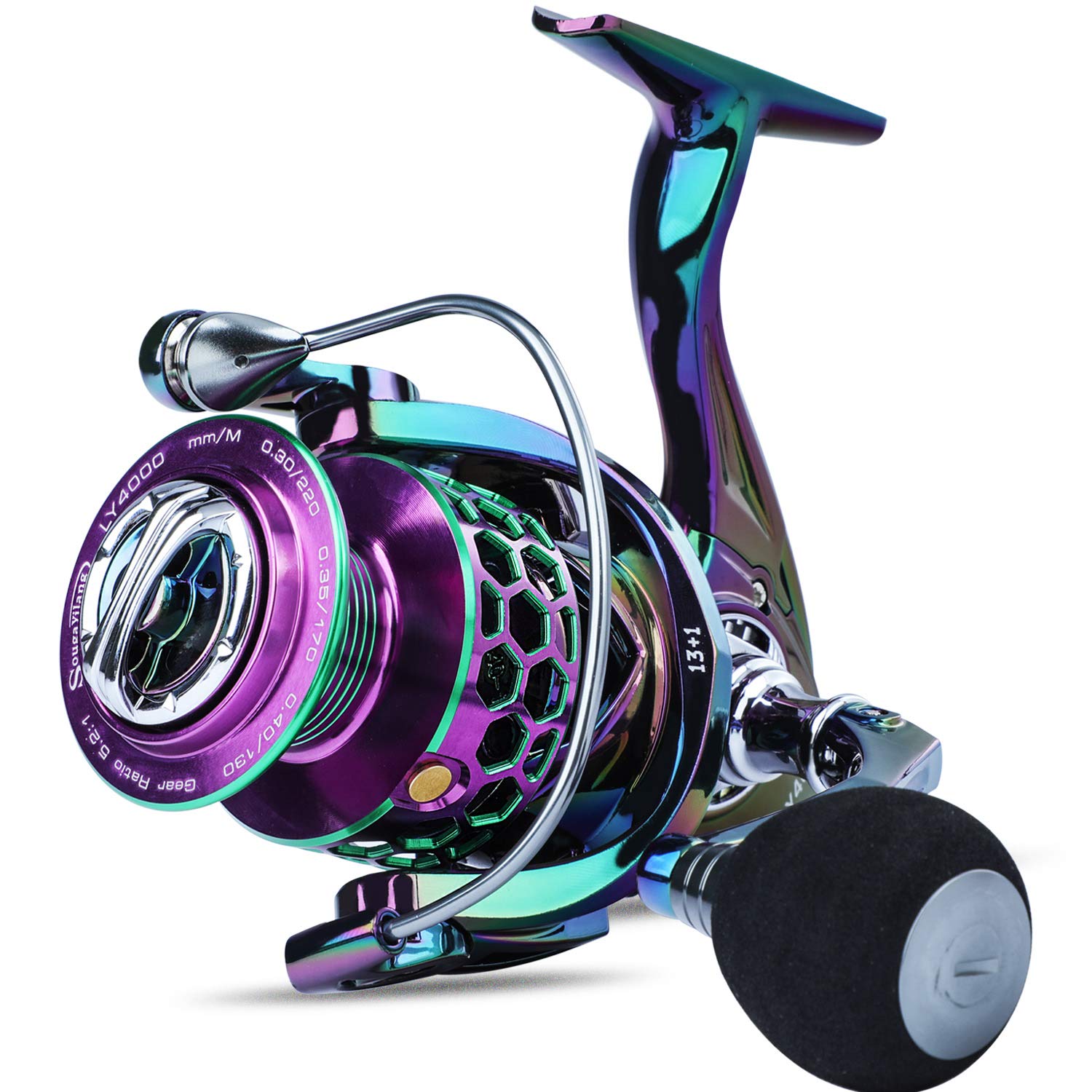 Sougayilang Fishing Reel Light Weight Ultra Smooth Aluminum Spinning Fishing Reel-13+1BB - LY2000