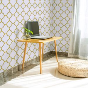 Safiyya 118"x17.7" Gold Peel and Stick Wallpaper White and Gold Pattern Contact Paper Self Adhesive Decorative Removable Contact Paper for Cabinets Modern Bathroom Wallpaper for Kitchen