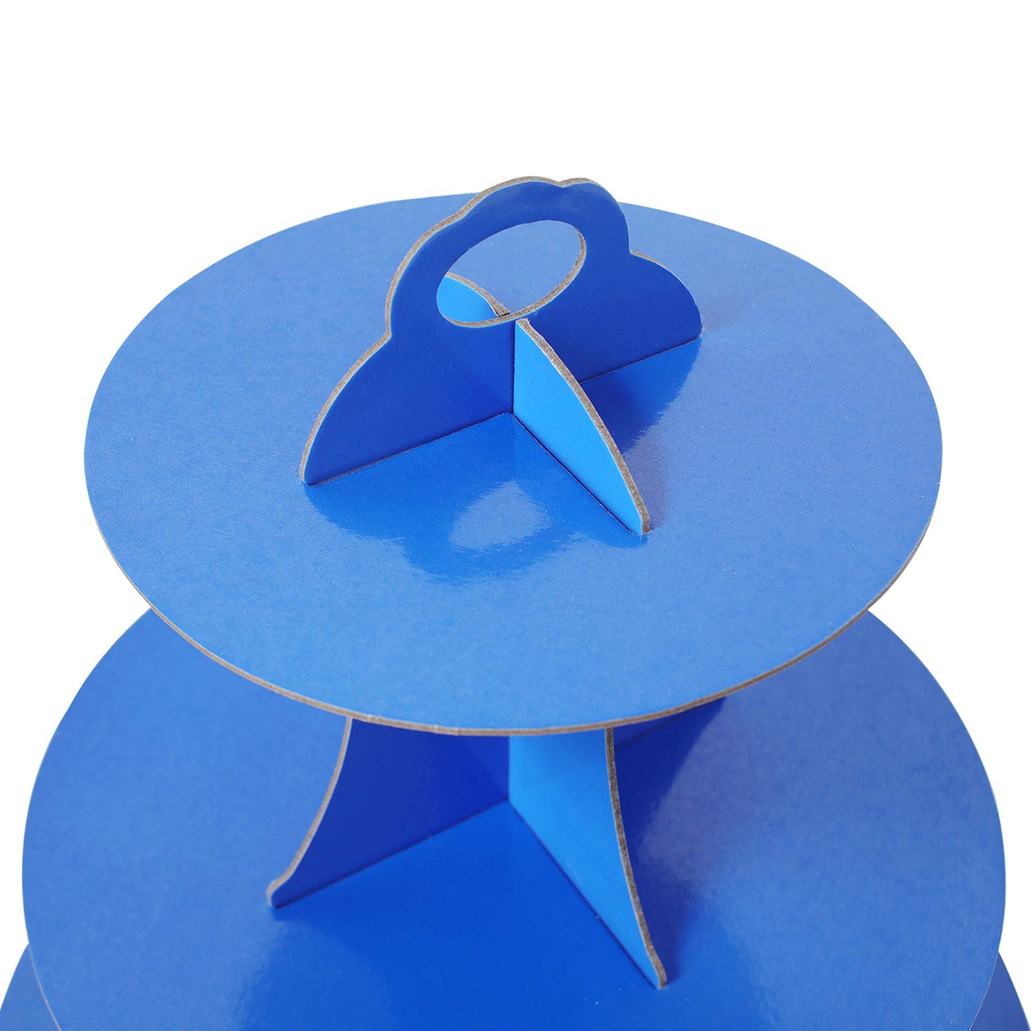 2 Set Navy Blue 3-Tier Round Cardboard Cupcake Stand for 24 Cupcakes Perfect for Blue Baby Shower Birthday Party Supplies (Navy)