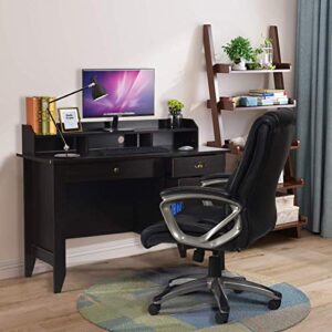 Catrimown Computer Desk with Drawers and Hutch, Wood Office Desk Teens Student Desk Study Table Writing Desk for Bedroom Small Spaces Furniture with Storage Shelves, Espresso Brown