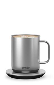 ember temperature control smart mug 2, 10 oz, app-controlled heated coffee mug with 80 min battery life and improved design, stainless steel