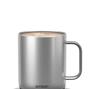 Ember Temperature Control Smart Mug 2, 10 Oz, App-Controlled Heated Coffee Mug with 80 Min Battery Life and Improved Design, Stainless Steel