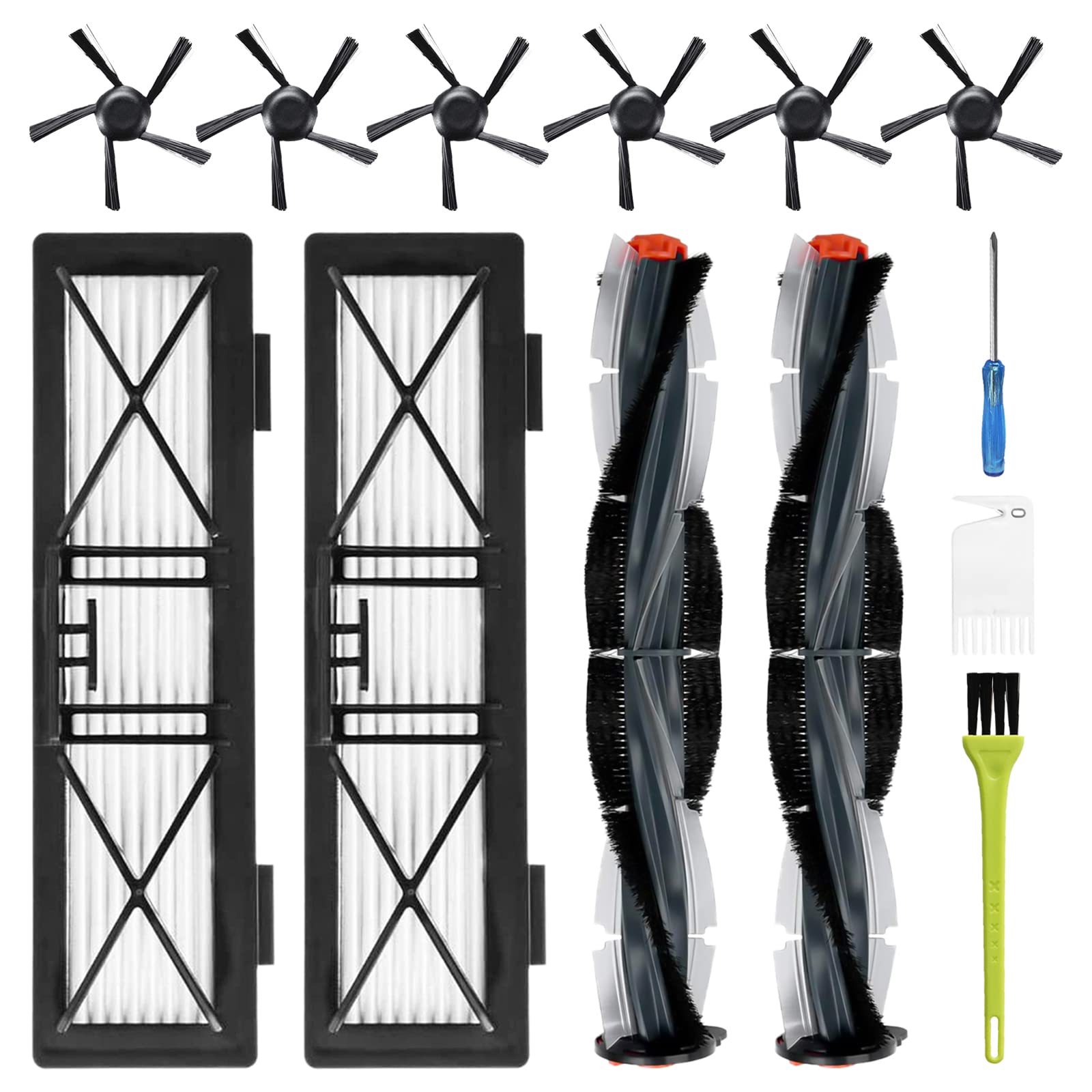 Replacement Parts for Neato Botvac D Series D3 D4 D5 D6 D7 D75 D80 D85 Robot Vacuum Cleaner Accessory Kit Including 2 Main Brushes, 2 Hepa Filters, 6 Side Brushes