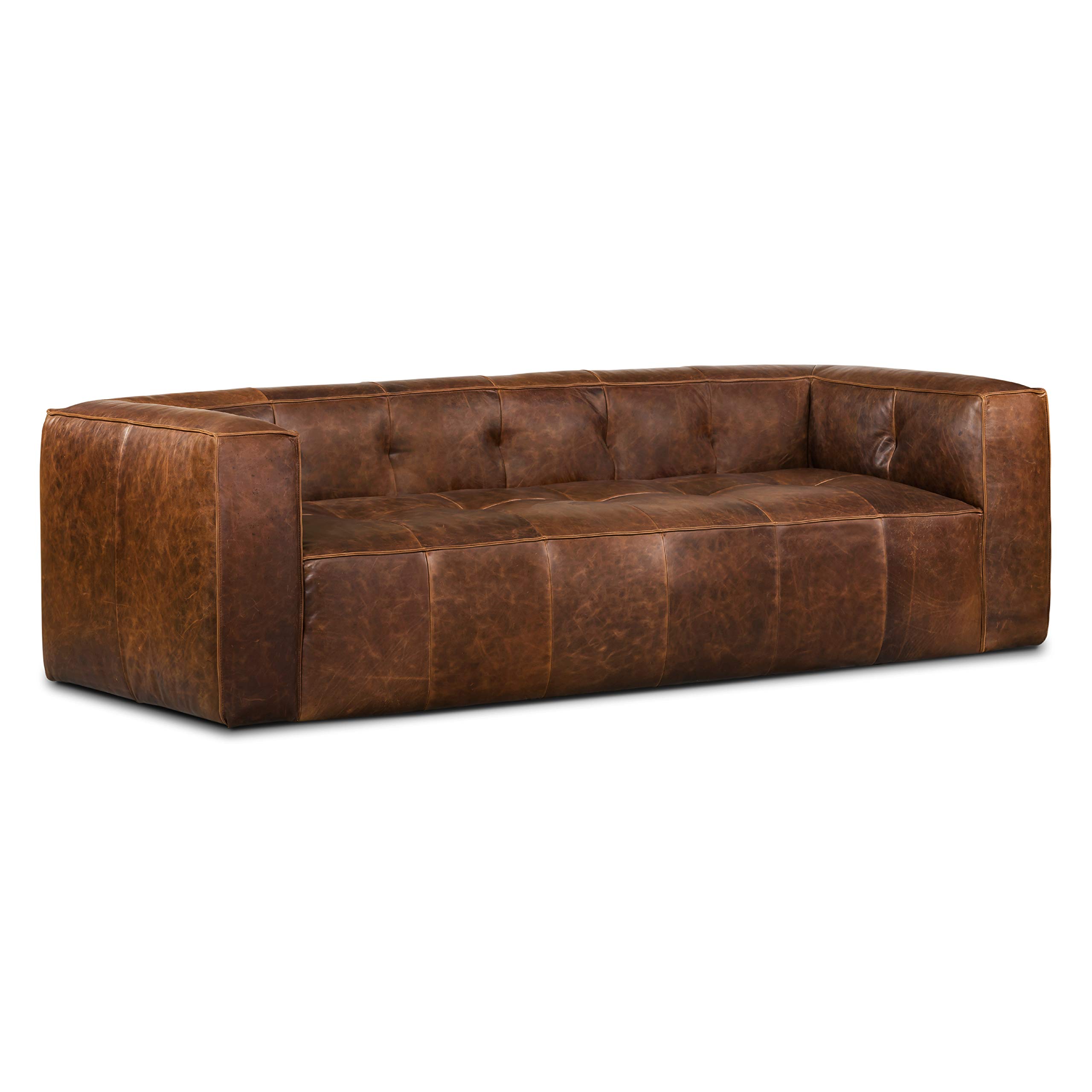 POLY & BARK Capa Sofa in Full-Grain Semi-Aniline Italian Tanned Leather in Chocolate Brown