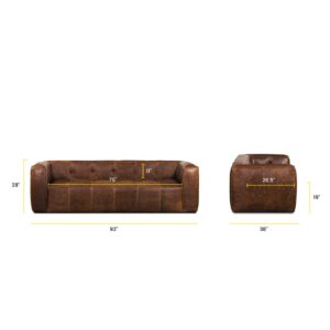 POLY & BARK Capa Sofa in Full-Grain Semi-Aniline Italian Tanned Leather in Chocolate Brown