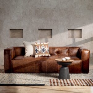 POLY & BARK Capa Sofa in Full-Grain Semi-Aniline Italian Tanned Leather in Chocolate Brown