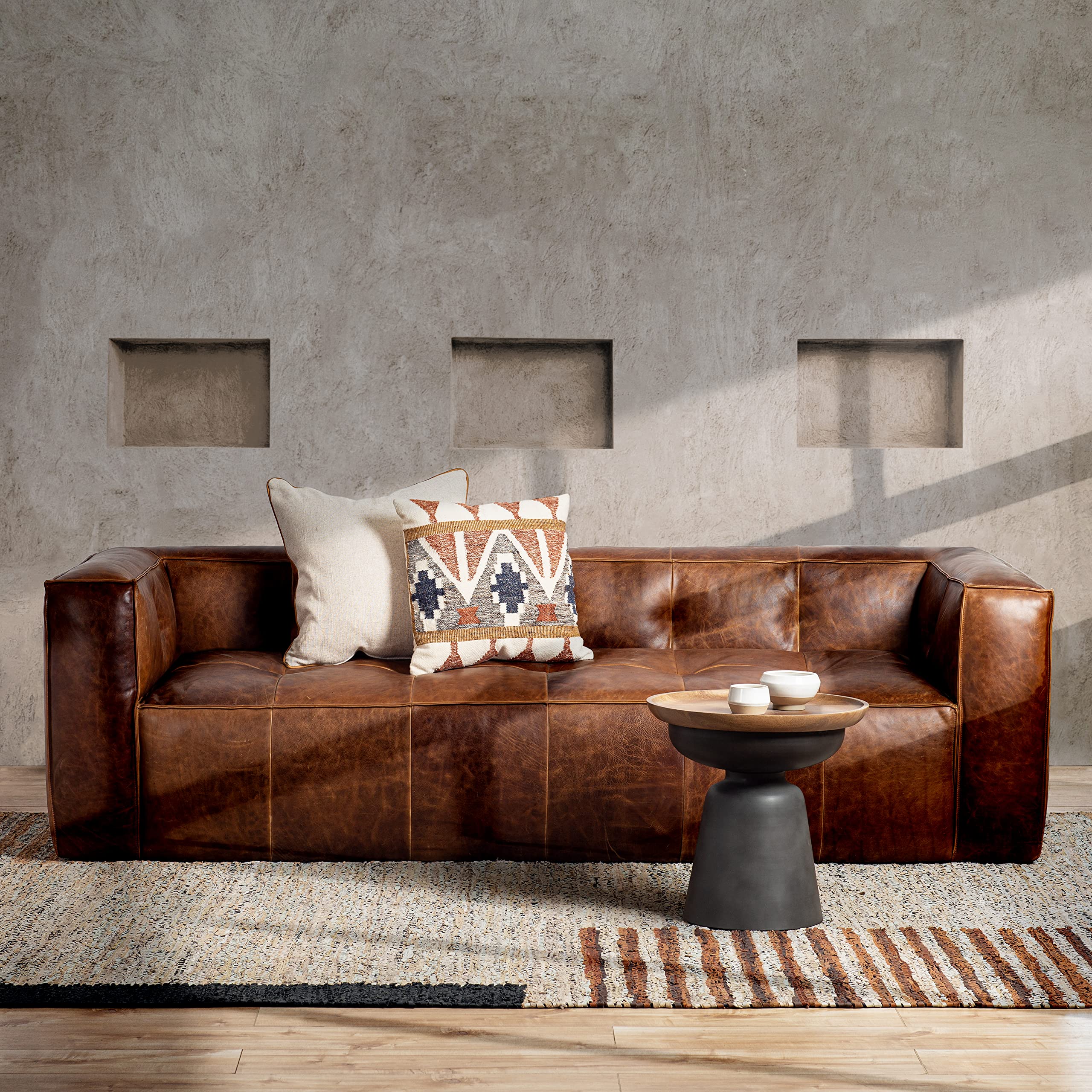 POLY & BARK Capa Sofa in Full-Grain Semi-Aniline Italian Tanned Leather in Chocolate Brown