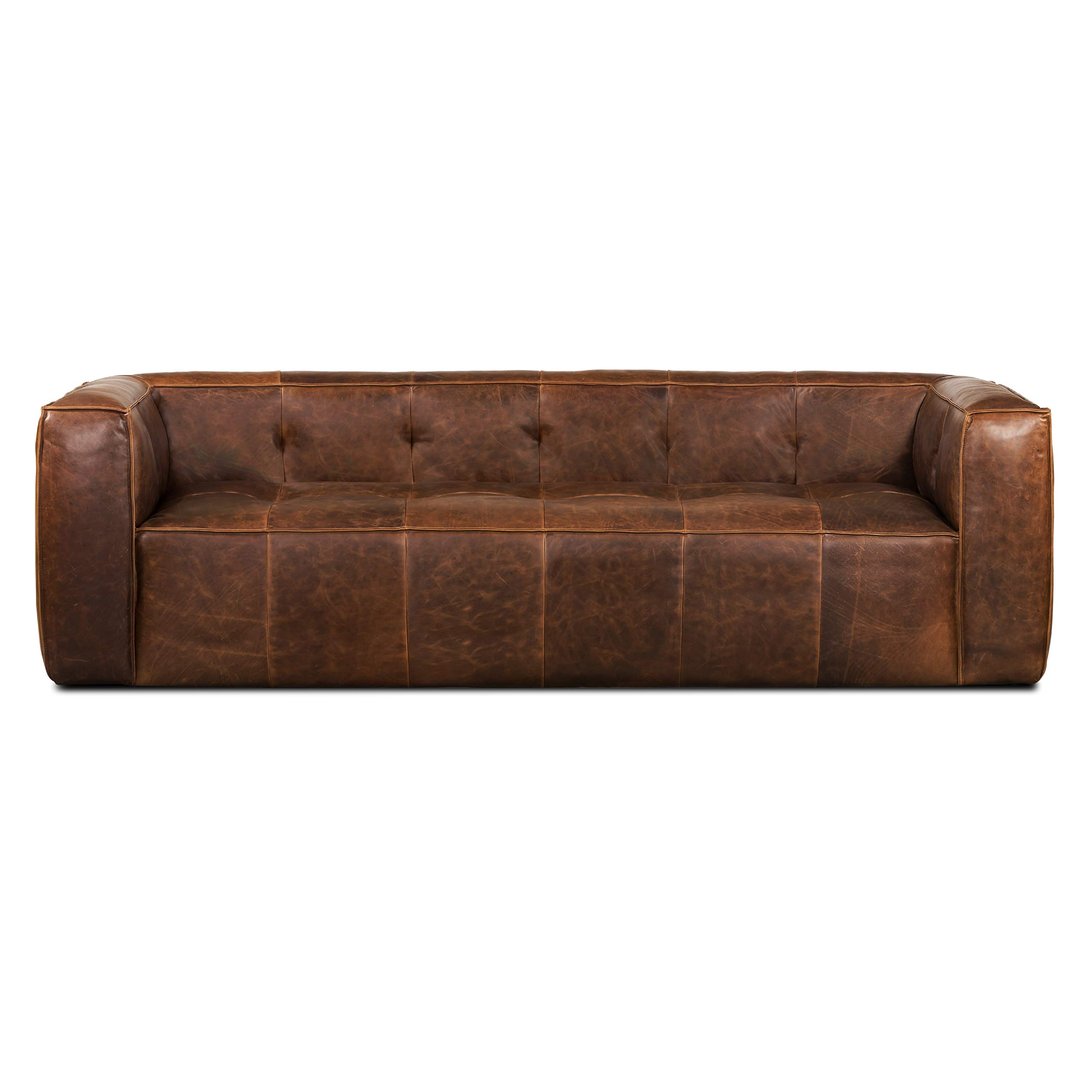 POLY & BARK Capa Sofa in Full-Grain Semi-Aniline Italian Tanned Leather in Chocolate Brown