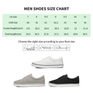 yageyan Mens Low Top Canvas Shoes Lace-up Fashion Canvas Sneakers Casual Shoes for Men Black and White(White,7)