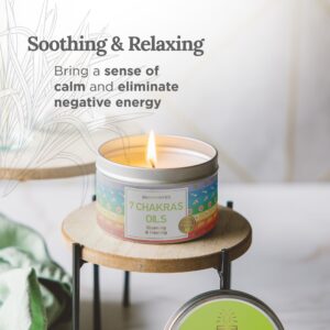 Magnificent 101 Long-Lasting 7 Chakras Oils Aromatherapy Smudge Candle | 6 Oz - 35-Hour Burn | 100% Soy Wax, Herbs & Essential Oils | Ideal for Meditation, Healing, Energy Cleansing & Manifestation