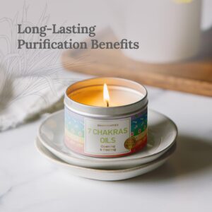 Magnificent 101 Long-Lasting 7 Chakras Oils Aromatherapy Smudge Candle | 6 Oz - 35-Hour Burn | 100% Soy Wax, Herbs & Essential Oils | Ideal for Meditation, Healing, Energy Cleansing & Manifestation