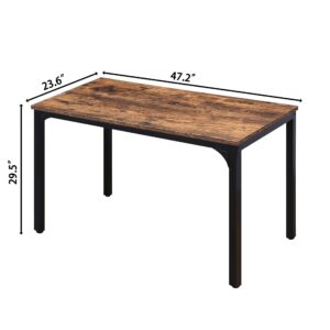 MUPATER Industrial Dining Table Desk with Adjustable Footpad for Kitchen and Living Room, 47.2''L x 23.6''W x 29.5''H, Rustic Brown