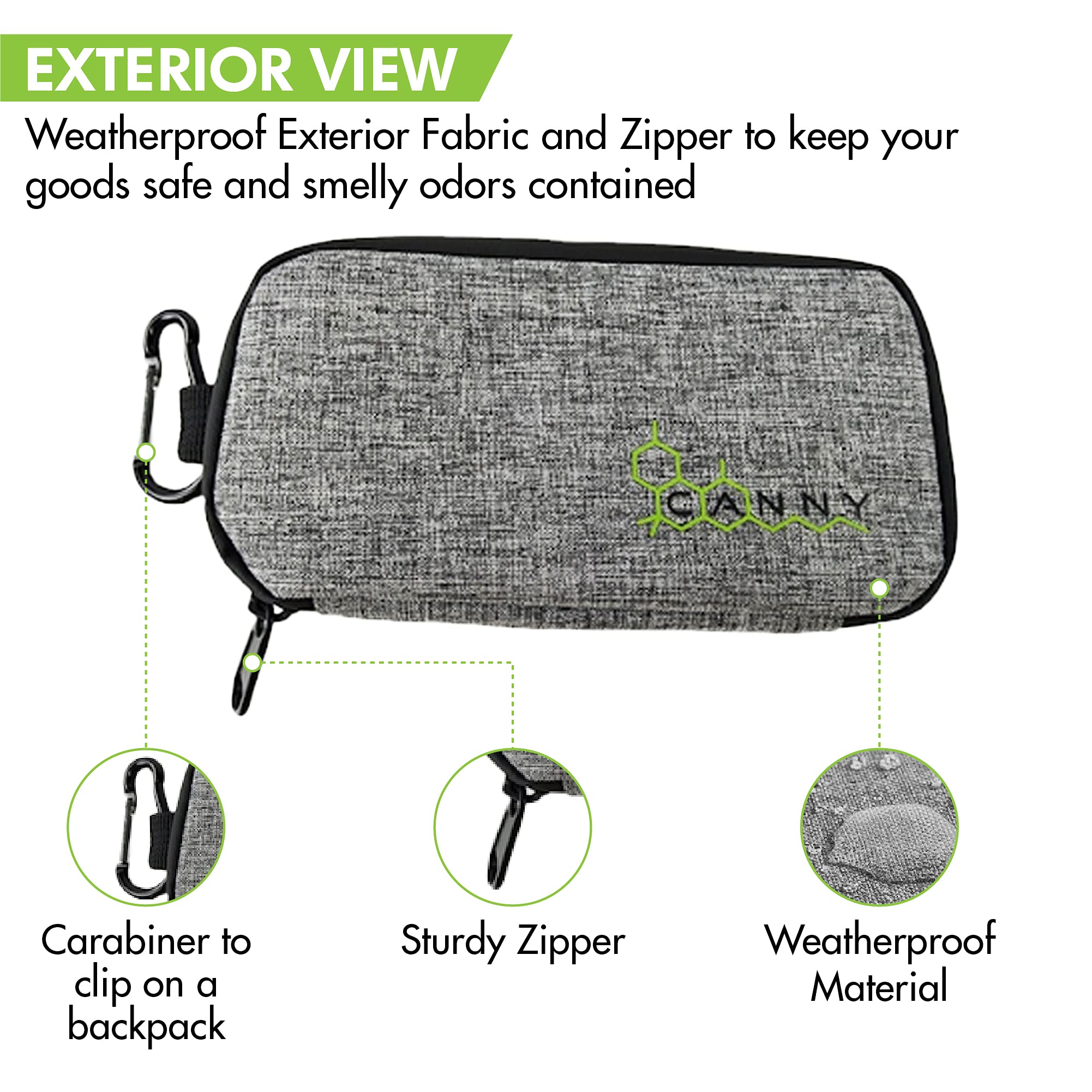 CANNY Smell Proof Bag – Pocket Size Odor Eliminating Travel Pouch/ Container– Medicine Stash Case with Activated Carbon and Bamboo Charcoal (Black)