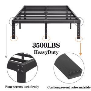 COMASACH Full Size Bed Frame 16 Inch Tall Heavy Duty Metal Platform Bed Frame, Sturdy Steel Frame,Support up to 3500lbs,No Box Spring Needed,Noise-Free,Easy Assembly