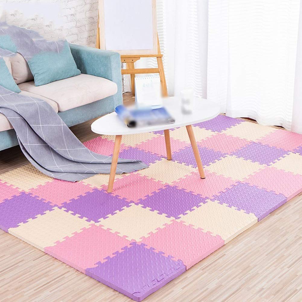 ALGFree Infant Crawling Mat, Interlocking Foam Floor Mat Safe Soft Durable Kindergarten Bedside Stitching Mat, 30x30x1cm/1.2cm/2.5cm (Color : Purple, Size : 30x30x1cm 16pcs)