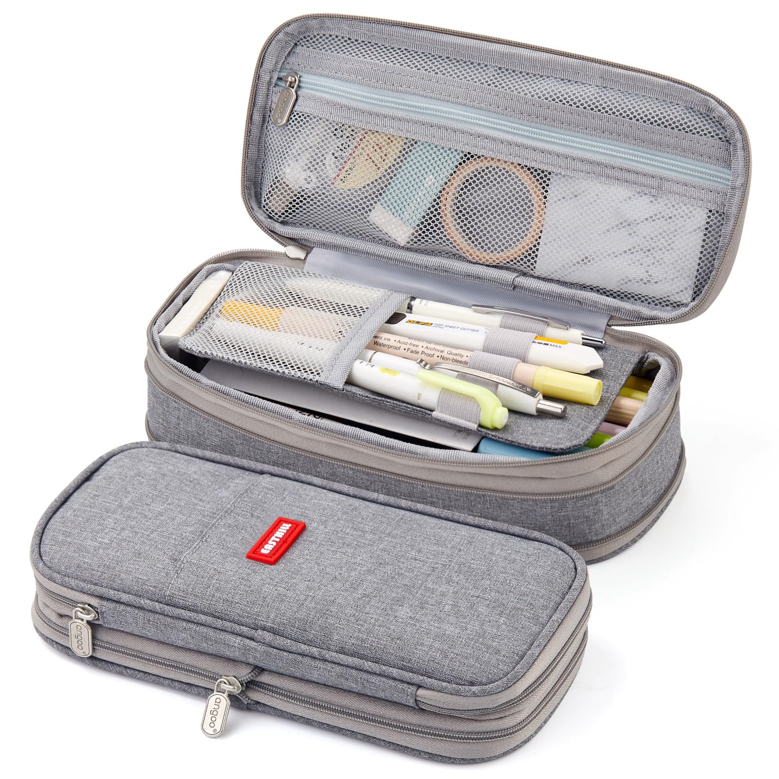 EASTHILL Big Capacity Pencil Pen Case Office College School Large Storage High Capacity Bag Pouch Holder Box Organizer (Gray)