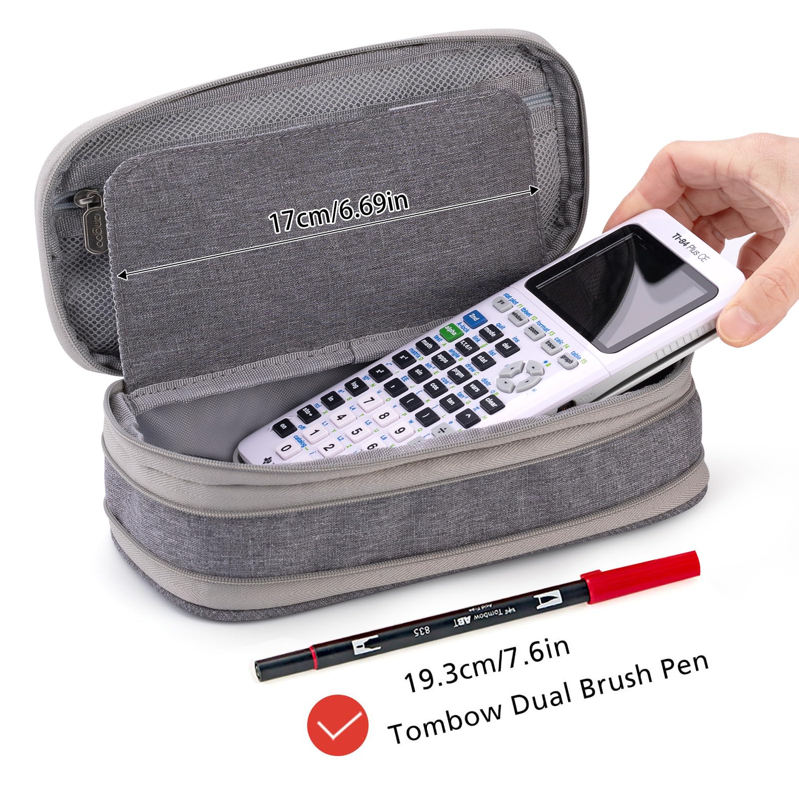 EASTHILL Big Capacity Pencil Pen Case Office College School Large Storage High Capacity Bag Pouch Holder Box Organizer (Gray)