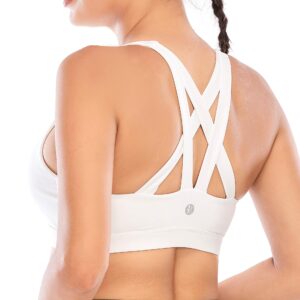 RUNNING GIRL Sports Bra for Women, Criss-Cross Back Padded Strappy Sports Bras Medium Support Yoga Bra with Removable Cups