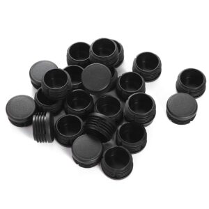 Plastic Plugs Furnigear Tubing End Caps Chair End Caps 1” Outside Bottom Round Tubing Caps Round Furniture Sliders Glides Black (40pack)