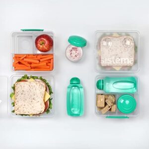 Sistema Lunch Containers Bento Box with Condiment and Sandwich Containers, 2 Water Bottles, Dishwasher Safe, Blue/Green