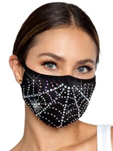 leg avenue women's fashionable spider web rhinestone face mask, spiderweb, 1 count pack of us