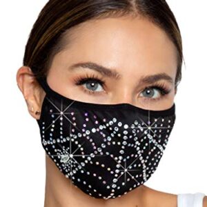 Leg Avenue Women's Fashionable Spider Web Rhinestone Face Mask, Spiderweb, 1 Count Pack of US