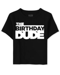 the children's place baby boys and toddler birthday dude graphic tee t shirt, black, 3t us