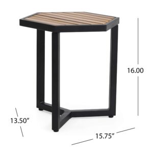 Christopher Knight Home END Table, Black Metal + Teak