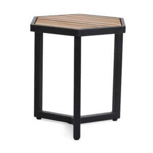 Christopher Knight Home END Table, Black Metal + Teak