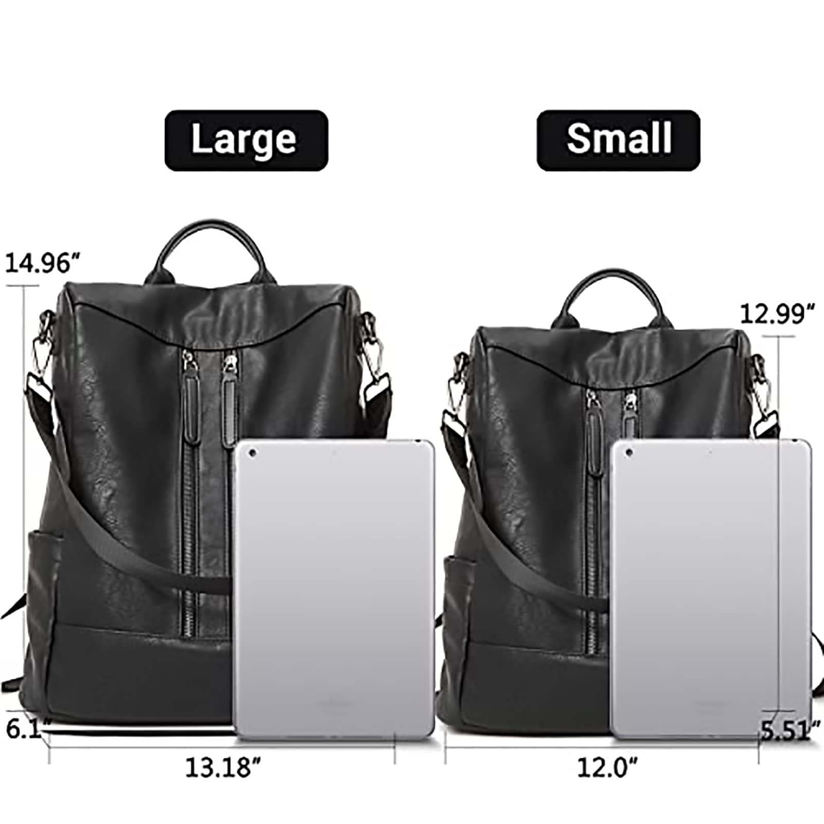 BROMEN Backpack Purse Leathe Backpack for Women Anti-theft Bookbag Purse Fashion Shoulder Handbag Backpack Women Black