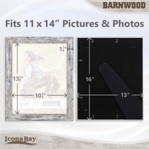 Icona Bay 11x14 Pony Gray Picture Frame, Country Rustic Style 11 x 14 Photo Frame, Table Top or Wall Mount, Barnwood Collection