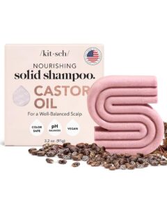 kitsch castor oil shampoo bar for hair growth | vegan & all natural solid shampoo | made in usa | hydrating & moisturizing bar shampoo for dull & dry hair | strengthens hair | paraben free, 3.2oz