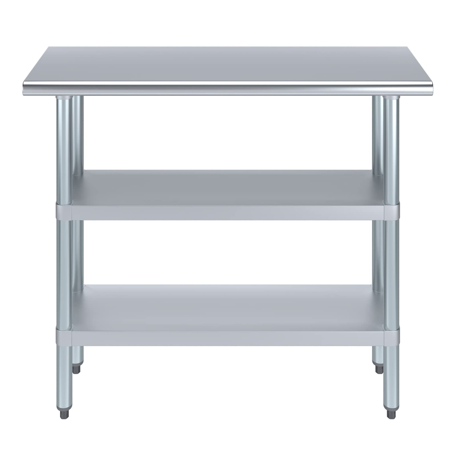 AmGood Stainless Steel Work Table with 2 Shelves | NSF | Metal Utility Table (48" Long x 14" Deep)