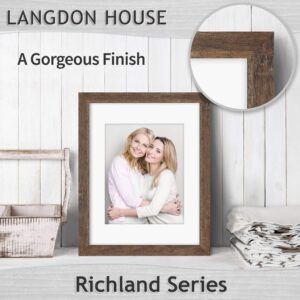 Langdon House 11x14 Picture Frames w/Mat to 8x10 (Rustic Brown, 6 Pack) Traditional Wood-Like Photo Frames for Any Décor Style, Richland Collection