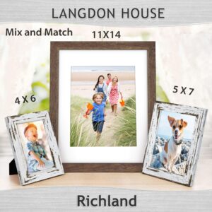 Langdon House 11x14 Picture Frames w/Mat to 8x10 (Rustic Brown, 6 Pack) Traditional Wood-Like Photo Frames for Any Décor Style, Richland Collection