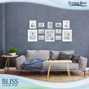 Icona Bay 11x14 White Picture Frame with Removable Mat for 8x10 Photo, Modern Style Wood Composite Frame, Wall Mount Only, Bliss Collection