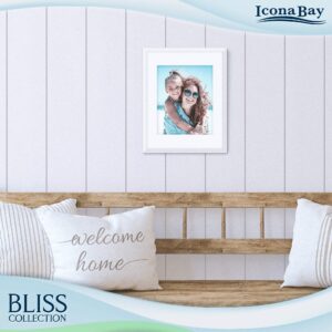 Icona Bay 11x14 White Picture Frame with Removable Mat for 8x10 Photo, Modern Style Wood Composite Frame, Wall Mount Only, Bliss Collection