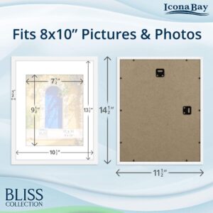 Icona Bay 11x14 White Picture Frame with Removable Mat for 8x10 Photo, Modern Style Wood Composite Frame, Wall Mount Only, Bliss Collection